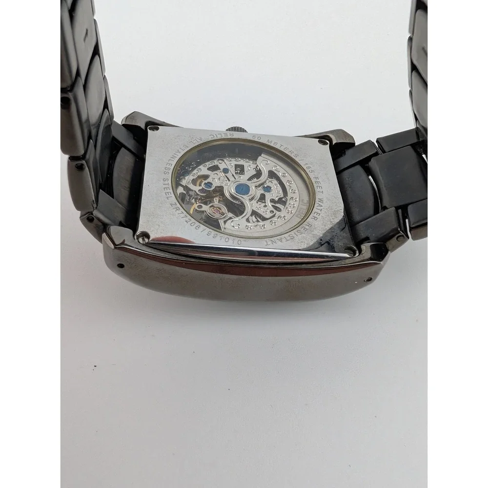 Relic Automatic Watch Men ZR77206 Skeleton Dial Gunmetal 7.25